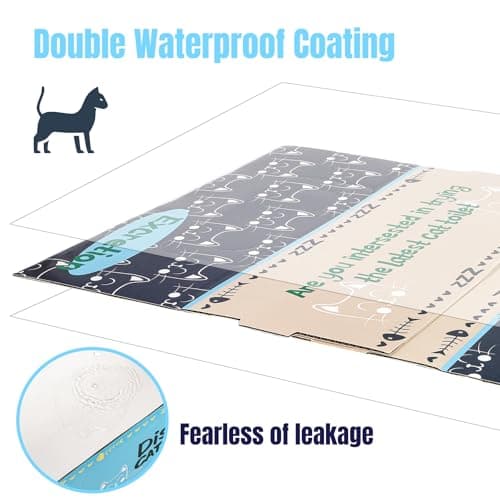 Hiceeden 8 Pcs Disposable Litter Box for Cats, 16.9" x 12.4" x 5.4" Travel Cat Litter Boxes with Disposable Scoops, Portable Cardboard Litter Box with Double Waterproof Coating, Blue - Thumbnail 4