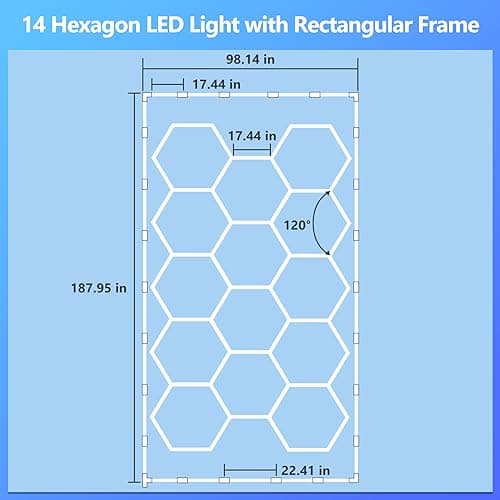 ALLYES Hexagon Garage Lights, Hexagon Ceiling Lights Super Bright Lighting,with Smart Switch,Car Detailing Ceiling Light for Workshop Warehouse Basement Gym Auto Detailing Auto Detailing - Thumbnail 6