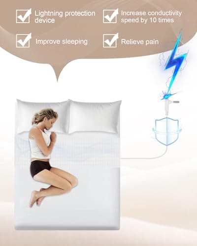 VINIKYCA Grounding Sheets,Grounding Mat for Bed 10% Pure Silver Fiber+90% Organic Cotton,with 15Ft Grounding Cord and Test Pen,104 * 23.6inch Suitable for All Mattress Sizes(White) - Thumbnail 2