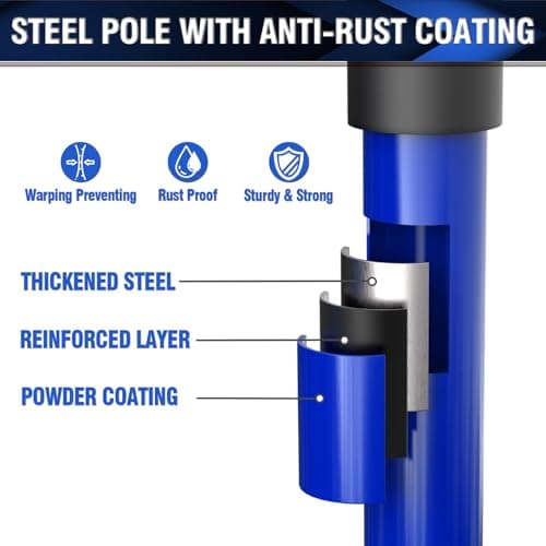 3-H Truck Cargo Bar, 43"-77" Adjustable Support Pole All Metal,Cabinet Jack,Truck Bed Divider with Self-Locking Spring Ratchet - Load Lock Bar for Vans, SUVs & Trucks,Blue, 1pc & Divider Bar+Net - Thumbnail 3