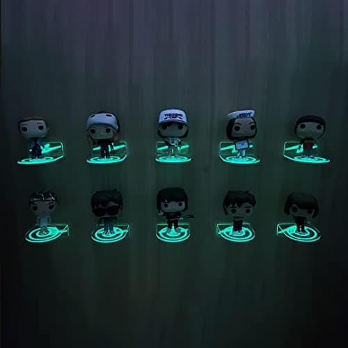 YODAR 10 Pack Small Clear Acrylic Floating Shelves for Funko Pop Figures, Wall Mounted mini Hanging Display Shelf for Storage & Decor, Adhesive Invisible Ledge Organizer，Shining at Night - Image 1