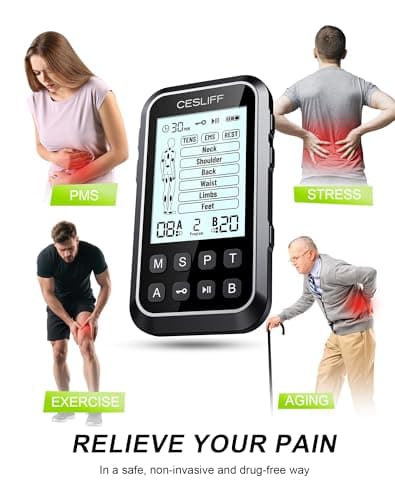 CESLIFF Dual Channel TENS Unit 3-in-1 Muscle Stimulator Machine with 36 Modes & 20 Levels for Shoulder, Back, Neck, Sciatica Pain Relief - Thumbnail 2