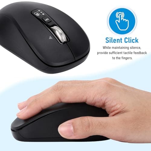 Wireless Bluetooth Mouse, 3-Device Multi-Mode (USB + 2 Bluetooth), 4-Way Metal Scroll Wheel, Adjustable DPI, Silent Click, Long Battery Life, Ergonomic Mouse for Laptop, PC, Mac, iPad (Dark Black, 7) - Thumbnail 4