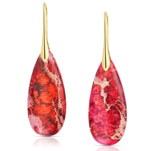 LumaBria Minimalist Natural Stone Dangle Earrings for Women, Lightweight Drop Earrings for Daily Wear, Elegant Simple Style Jewelry for Work, Dating and Gifts - Image 1