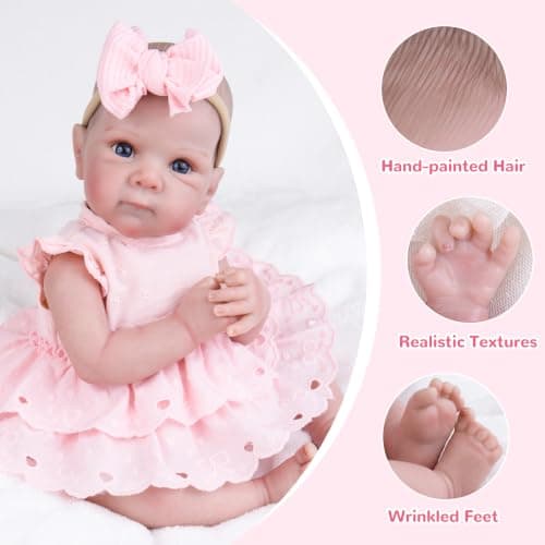 Milidool Reborn Baby Dolls - 20-Inch Real Life Baby Doll with Poseable Limbs and Feeding Kit, Weighted Newborn Lifelike Baby Doll Gift Set for Seniors, Collectors and Kids 3+ - Thumbnail 6