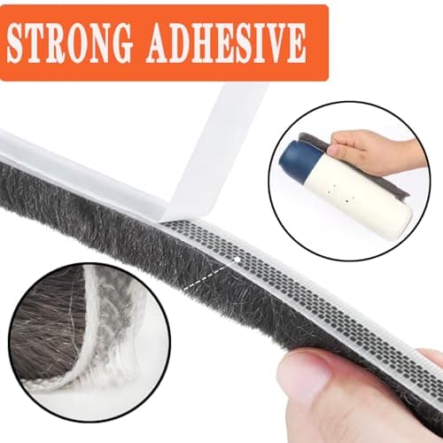 WEZKYLCG 40FT Self-Adhesive Weather Stripping for Doors and Windows, Insulation Soundproofing Door Draft Stopper Gap Filler for Sliding, Front, Exterior, Frames(0.35'' Wide X 0.2'' Thick) - Thumbnail 3