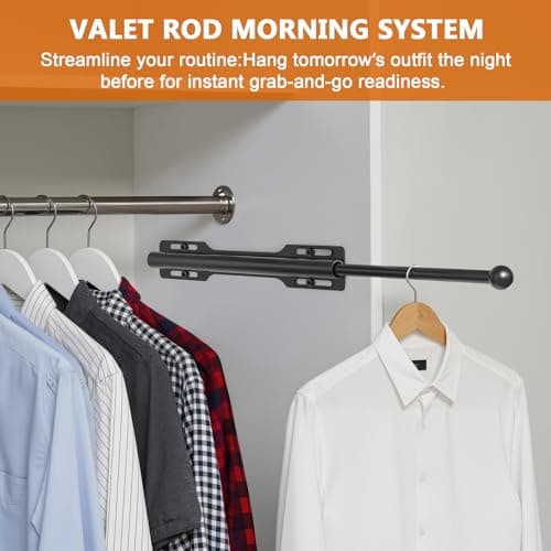 LOMILD Valet Rod for Closet Pull Out, Retractable Slide Out Rod for Closet, Black - Thumbnail 3