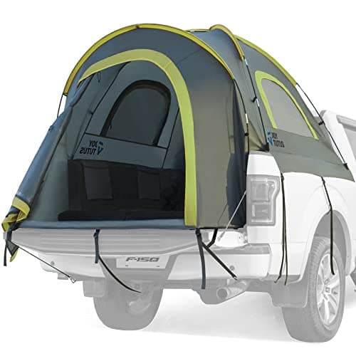 JOYTUTUS Pickup Truck Tent 2.0, Waterproof PU2000mm Double Layer for 2 Person, Portable Truck Bed Tent with Rainfly, 5.5'-5.8' Camping Preferred - Green - Thumbnail 4