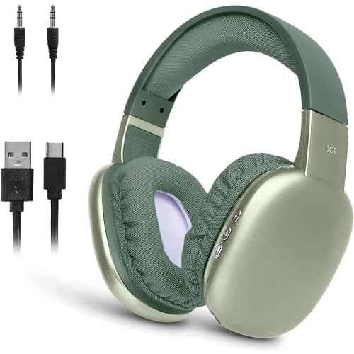 iJoy Ultra Wireless Over-Ear Bluetooth Headphones with Mic, Bluetooth Headset with Backup Wire & SD Slot, Wireless Headphones for Work, School & Gym (Green) - Image 1