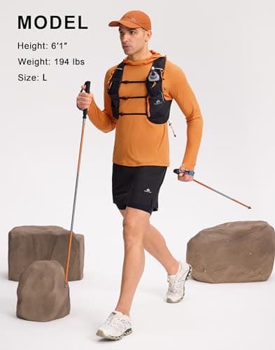 Pioneer Camp Rash Guard for Men Ultra Lightweight Long Sleeve Sun Protection Hoodie Shirts Quick Dry Hiking Fishing Running Orange - Thumbnail 2