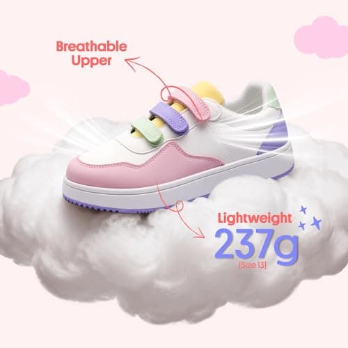 Girls' Vintage Tennis Shoes Classic Sneakers Breathable Non-Slip Athletic Shoes Cute Lace Up Casual Shoes for Big Kids Size 5 - Thumbnail 4