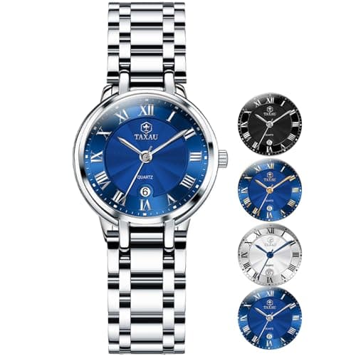 Taxau Watches for Women Blue Dress Small Wrist Womens Waterproof Watch Easy Read Analog Quartz Stainless Steel Band Ladies Watches Date Reloj para Mujer - Image 1