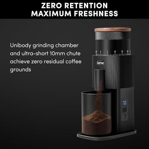 Portable Electric Burr Coffee Grinder,Wirsh Geimori T38 with 3600mAh Battery& Stepless Adjustment for Espresso,Pour Over,French Press, Single Dose, Fast USB-C Charging,Travel & Home Use,Black - Thumbnail 4