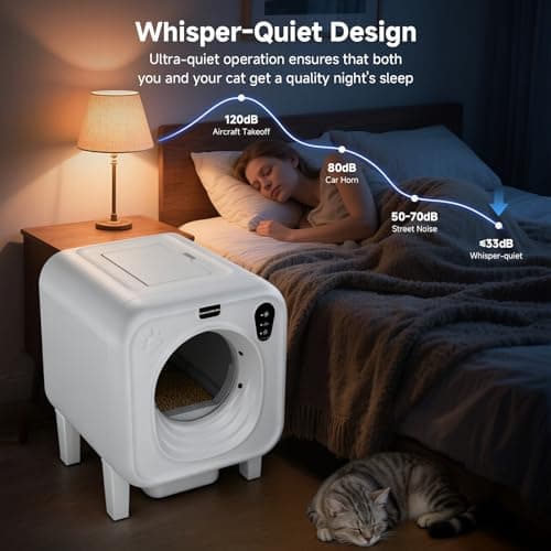 TOPNOTCH GENERAL Self Cleaning Litter Box, Extra Large Automatic Cat Litter Box Self Cleaning for Multiple Cats, App Control, Safety Protection, Ultra-Quiet,Includes Trash Bags,White - Thumbnail 4