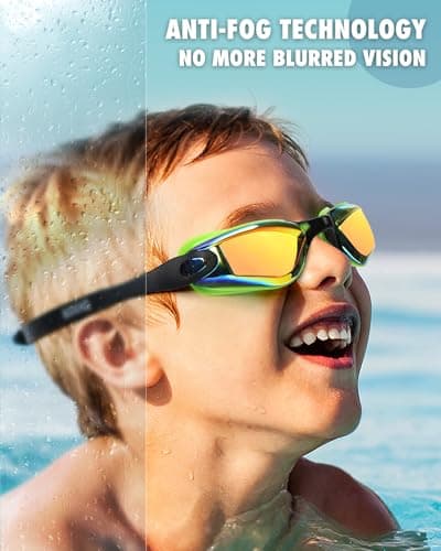 Aegend Swim Goggles for Kids Youth 3-14 Anti-Fog Anti-UV Comfort Fit Goggles for Swimming - Thumbnail 3