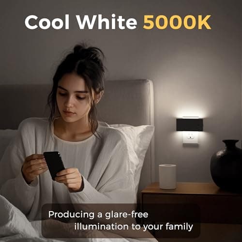 L LOHAS LED Night Light, Dimmable Modern LED Night Lights Plug into Wall,Dusk to Dawn Sensor Night Lights for Kid, 0-100LM 5000K Nightlight for Hallway Bedroom Stairway - Thumbnail 4