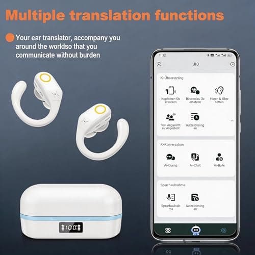 AI Translation Earbuds Real Time 145 Languages Noise Cancelling Headphones 60H Playtime Translator Audifonos Traductores Inglés Español, Translating Ear Buds for Business, Travel, Meeting, Learning - Thumbnail 2