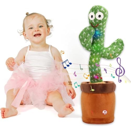 MIAODAM Dancing Cactus Baby Toy - Talking Cactus, Singing Toy, Colorful Glowing Repeating What You Say Plush Figure with 100 Songs for Kids and Adults - Image 1