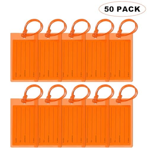 50 Pack Luggage Tags for Suitcases, Airplane Travel Essentials for Flying, International Travel Must Haves, and Luggage Accessories by Sodsay - Image 1