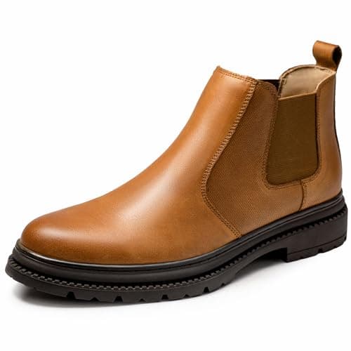 OKKO Mens Chelsea Dress Boots, Genuine Leather Classic Comfortable Casual Slip On Ankle Boot for Men - Image 1