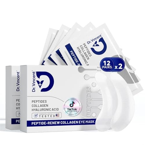Dr Vincent Peptide Under Eye Patches, Firming Eye Patches Instant Reduces Dark Circles and Puffiness, Collagen Under Eye Mask for Bags Treatment, Wrinkles, 24 Pairs, Vegan - Image 1