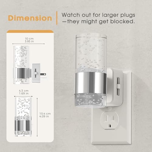 Briignite Night Light, 2 Pack Dimmable Night Lights Plug into Wall, LED Night Light with 0-100 LM Adjustable Brightness, Automatic Night Lights with Dusk to Dawn Sensor, for Bathroom Hallway - Thumbnail 5