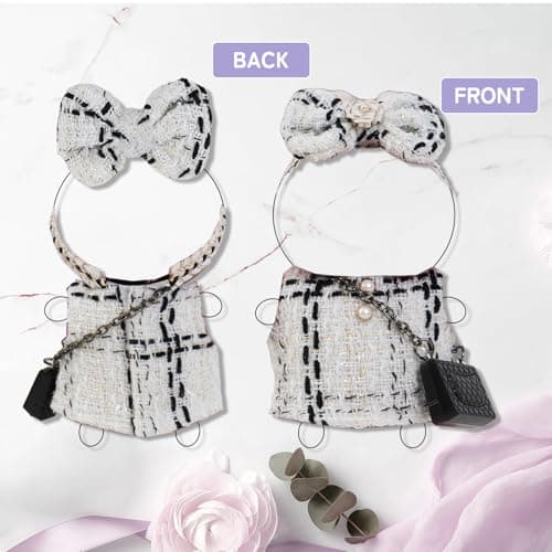 Designer Handcrafted Doll Clothes Set, Outfits and Accessories for 15-17cm Dolls, Elegant Knit Tweed Dress 3-Piece Set Vintage Style Clothes with Dress & Hat, Doll Not Included - Thumbnail 5