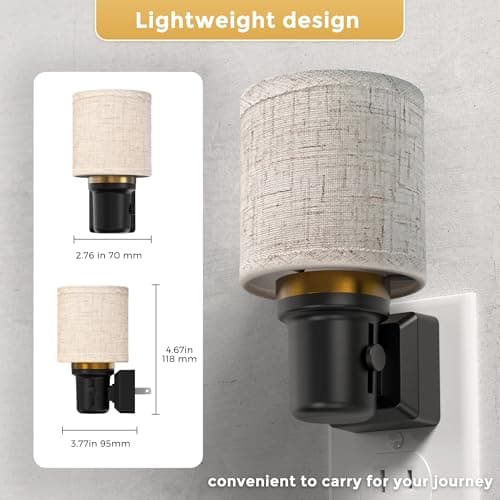 L LOHAS LED Night Lights Plug into Wall, 2 Pack Linen Fabric Cylinder Decor Night Light, Dusk to Dawn Sensor Vintage Nightlight, 5000K Daylight 0-100LM Dimmable, for Bedroom Living Room Hallway - Thumbnail 4