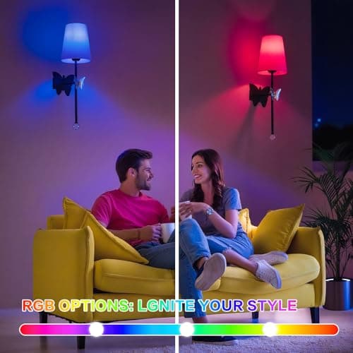 MHSNL Battery Operated Wall Sconces,Rechargeable Wall Lights with Butterfly Crystal Decorative Sconces,Cordless Battery Sconce Indoor Wall Lamps for Bedroom Living Room Hallway Stairs Black 1 Pack - Thumbnail 6