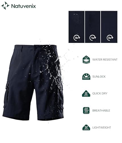 NATUVENIX Hiking Shorts Men Quick Dry Mens Cargo Fishing Shorts for Men Lightweight Golf Shorts Stretch Summer Work Darkblue - Thumbnail 4