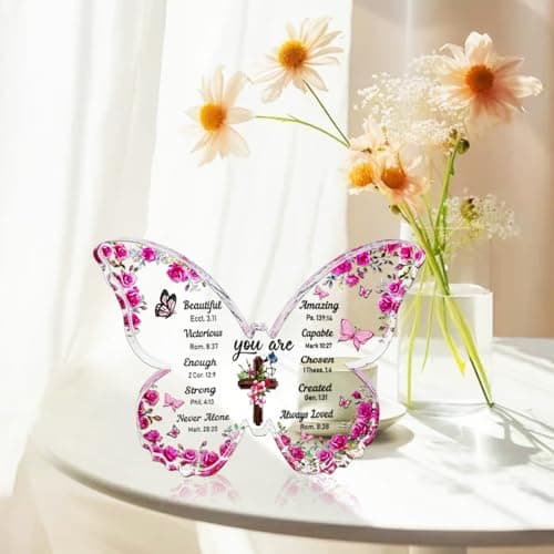 YXOTJHS Christian Gifts for Women, Butterfly Inspirational Gifts for Friends, Religious Spiritual Gifts for Her Mom Girl Coworker Sister, Birthday Gift for Women - Acrylic Plaque - Thumbnail 2