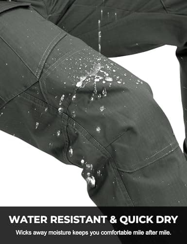 MOURCE Tactical BDU Pants for Men Water Resistant Quick Dry Cargo Pants with 7 Large Pockets Breathable Ripstop Green 2XL 32" - Thumbnail 3