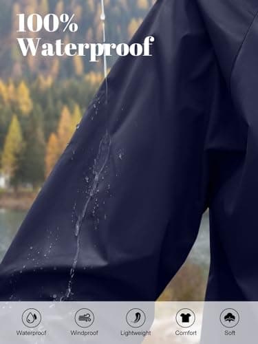 PITINAN Windbreaker Women Rain Jacket with Hood Lightweight Waterproof Rain Jackets Woman Outdoor Raincoat With Pockets Navy Blue XL - Thumbnail 4
