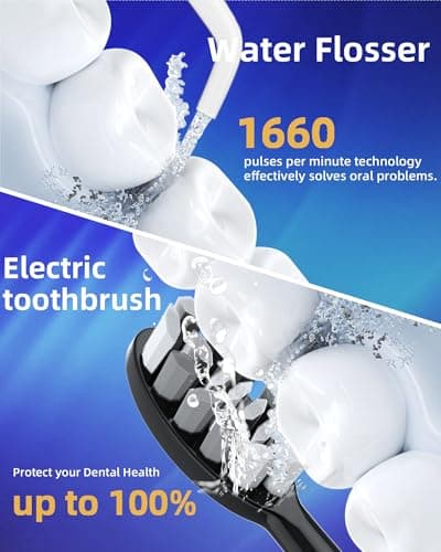 Lumivoid Water Flosser and Electric Toothbrush Combo,2-1 Oral Clean Kit, 5-Speed Sonic Electric Toothbrush & 4-Speed Portable Water Flosser to Clean Teeth and Protect Gum Health, IPX7 (White-Set) - Thumbnail 2