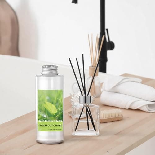 STRN Reed Diffuser Oil Refill, Fresh Cut Grass Scented Diffuser Oil Refills with 6 Reed Sticks 200ML(6.8fl.oz), Room Fresheners for Home, Long-Lasting Fragrance for Living Room, Bedroom, Office - Thumbnail 5