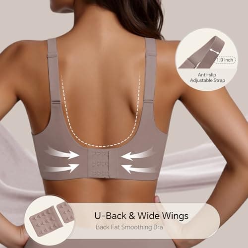 UIMERO 2026 Womens Wireless Bra Seamless Jelly Bras Full Coverage Supportive Comfortable No Underwire T-Shirt Everyday Bras Coffee - Thumbnail 4