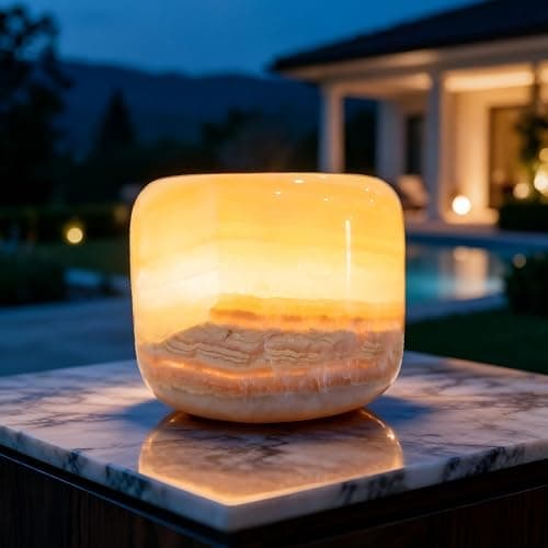 Marble Lamp Night Light Touch Bedside Table Lamp for Bedroom,Type-C Rechargeable Small Desk Bedside Small Lamps,Eye Caring Dimmable LED Ambient lamp (Amber Jade) - Image 1