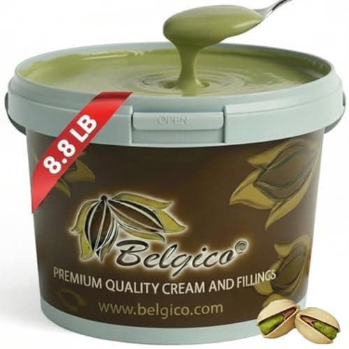 Belgico Pistachio Cream Paste Bulk 4 Kg Tub for Ice Cream, Pastry and Dessert Production, Professional Pistachio Butter Style Spread for Dubai Chocolate and Kataifi Creations - Image 1