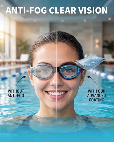 Aegend 2 Pack Professional Swimming Goggles for Adults, No Leak Mirrored Swim Goggles with Bungee Strap, Anti-Fog UV Protection Triathlon Goggles for Men Women Open Water & Pool - Thumbnail 5