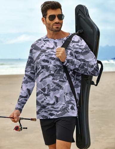 PINSPARK Men's UPF 50+ Sun Protection Shirts Quick Dry Long Sleeve Fishing Shirts for Men Lightweight Beach Swim Shirt Grey - Thumbnail 6