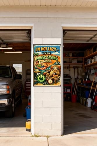 Im Not Lazy Im On Power Saving Mode Metal Tin Sign Vintage Funny Wall Decor Retro Humor Quote Sloth Hammock Gaming Snack Art 8x12 Inch Hanging Plaque Office Home Room Poster Cartoon Illustration - Thumbnail 3