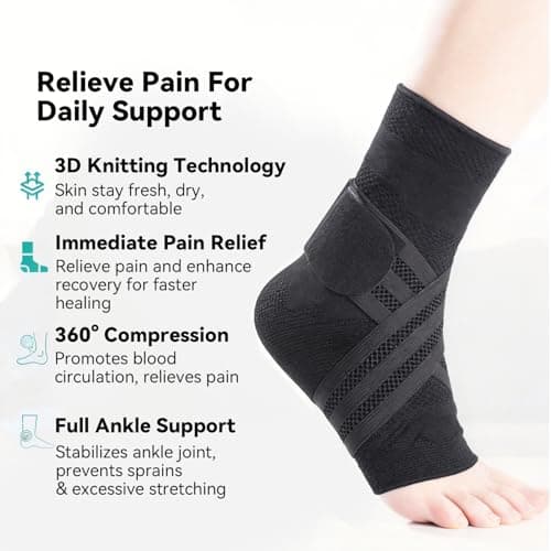 SOLOEVER Ankle Brace for Men & Women [X-Shaped Compression & Breathable Mesh] Adjustable Ankle Compression Sleeve With 2 Gel Pads,Ankle wrap for Plantar Fasciitis Relief, Achilles Tendonitis, Swelling, Pain Relief & Injury Recover - Thumbnail 4