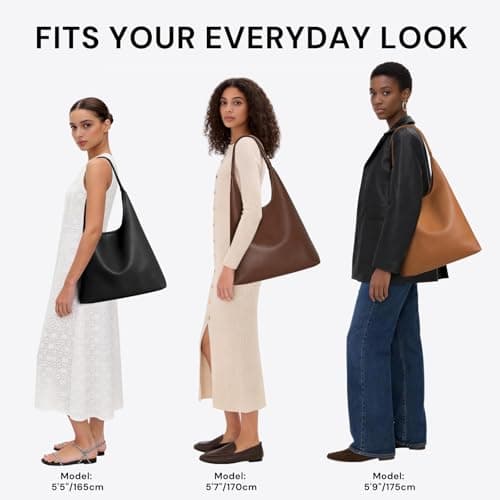 Hobo Bag for Women, Soft Vegan Leather Tote Shoulder Bags, Slouchy Designer Purse, Stylish Large Handbag - Thumbnail 3