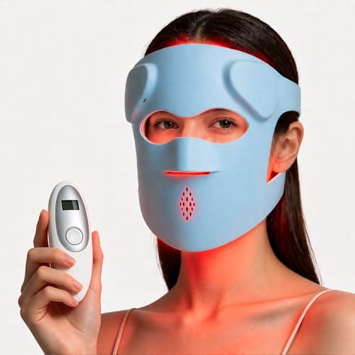 Jorking FDA-Cleared Red Light Therapy for Face,Anti-aging and Acne,3D Cordless Liquid Silicone Infrared Mask With Adjustable Velcro,Remoter,Two-hour Runtime,Rechargeable,for Home Skincare Routine