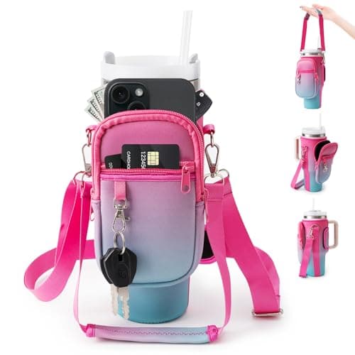linmaya Water Bottle Carrier Bag for Stanley Cup 40/30oz with Phone Holder Pockets,Neoprene Water Bottle Cross-body Bag with Adjustable Shoulder & Hand Strap Stanley Cup Accessories - Image 1