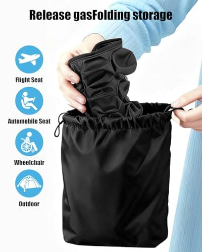 Inflatable Seat Cushion for Travel, 2" Thick Airplane Seat Cushion for Long Flights with Hand Pump & Included Eye Mask, Portable Air Chair Pad for Office, Car, Stadium & Wheelchair, 18.7"x17" - Thumbnail 5