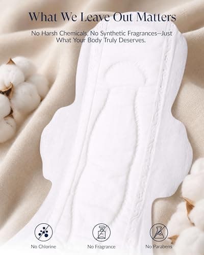 100% Organic Super Long Overnight Pads with Wings, Extra Heavy Sanitary Pad for Women Ultimate Absorbency, Ultra Thin Extra Coverage Cotton Period Menstrual Pads (Extra Long Overnight, Size 6, 30ct) - Thumbnail 3