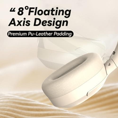 SunoFi Hybrid Active Noise Cancelling Headphones, Wireless Over Ear Bluetooth Headphones with Mic, 40H Playtime, Hi-Res Audio, Deep Bass, Foldable Comfort Fit Ear Cups for Travel, Office, Home (White) - Thumbnail 6
