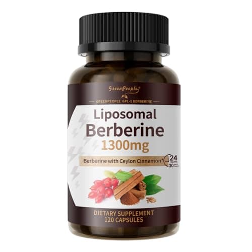 GREENPEOPLE Liposomal Berberine Supplement with Ceylon Cinnamon - Berberine HCL 1300mg 10X High Absorption - AMPK & PPAR Activator for Metabolic & Digestive & Immune Balance - Non-GMO 120 Veg Capsules - Image 1