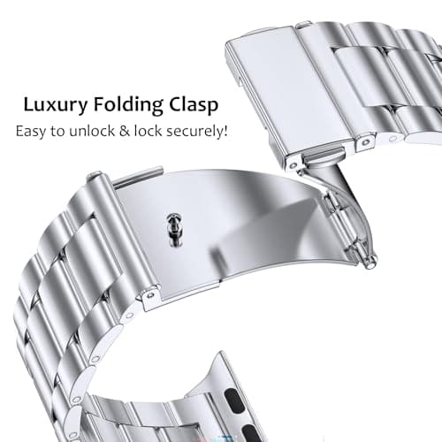 PUGO TOP Stainless Steel Band Compatible with Apple Watch 49mm 46mm 45mm 44mm 42mm 41mm 40mm 38mm, Metal Bands for Men, Business Strap for iWatch Series 11 10 9 8 7 6 5 4 3 2 1, SE3 2 1, Ultra3 2 1, Adjustable Links with Removal Tool - Thumbnail 3